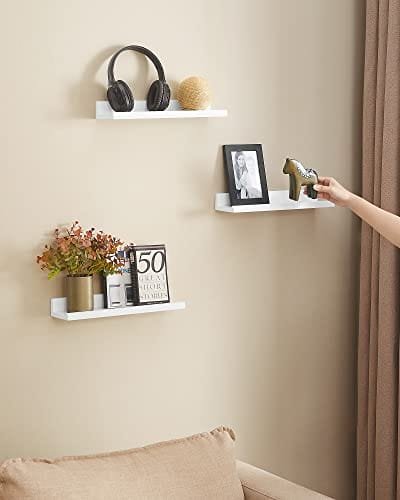 Songmics Wall Shelf 3 Set flytande hyllor Ledge för bildramar och böcker, Vit 7 Songmics Wall Shelf 3 Set flytande hyllor Ledge för bildramar och böcker, Vit - Bild 7