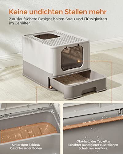 Feandrea kattkullfack med lock för katter upp till 15 kg havregryn varm grå 5 Feandrea kattkullfack med lock för katter upp till 15 kg havregryn varm grå - Bild 5