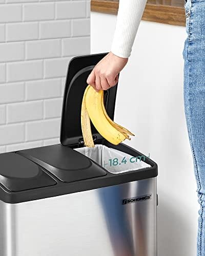 SONGMICS soptunna, återvinningskärl, pedalkorg, 45-liters, silver och svart 7 SONGMICS soptunna, återvinningskärl, pedalkorg, 45-liters, silver och svart - Bild 7