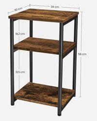 Sidobord, Sängbord, Slutbord med 2 Förvaringshyllor, Smalt Högt Bord, Stålram, För Vardagsrum, Vardagsrum, Sovrum, Industri, Rustikbrun Och Svart - Bild 5