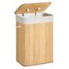 HandlaNu.se bambu tvättkorg med lock, 72L, naturlig finish, fällbar design.