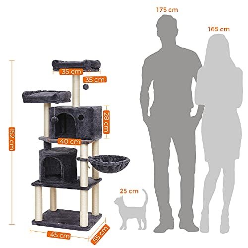 FEANDREA kattträd, högt katttorn, 2 grottor, rökigt grått 3 FEANDREA kattträd, högt katttorn, 2 grottor, rökigt grått - Bild 3