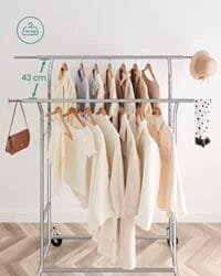 Heavy Duty Metal Coat Rack Stand 110 Kg Heavy Duty Clothing Rack på Hjul Längd 129-169 Cm Chrome 5 Heavy Duty Metal Coat Rack Stand 110 Kg Heavy Duty Clothing Rack på Hjul Längd 129-169 Cm Chrome - Bild 5