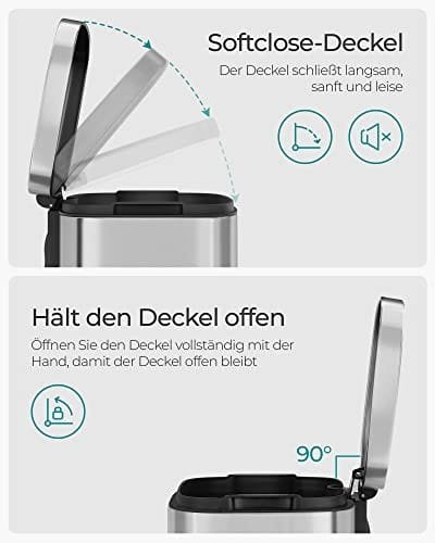 SONGMICS Kökssoptunna, återvinningskärl 30 L pedalkorg med innerhink av plast, Silver 3 SONGMICS Kökssoptunna, återvinningskärl 30 L pedalkorg med innerhink av plast, Silver - Bild 3