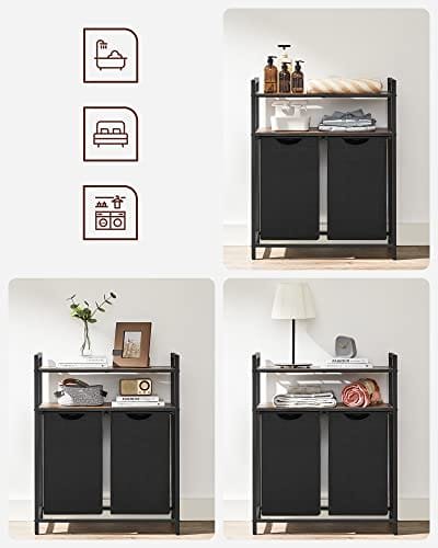 VASAGLE tvättkorgar, tvättsorterare, 2 förvaringshyllor, 46L kapacitet Rustik brun 5 VASAGLE tvättkorgar, tvättsorterare, 2 förvaringshyllor, 46L kapacitet Rustik brun - Bild 5