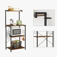 VASAGLE köksställ 3-våningsställ med 6 S-formade krokar, vintage brun-svart 7 VASAGLE köksställ 3-våningsställ med 6 S-formade krokar, vintage brun-svart - Bild 7