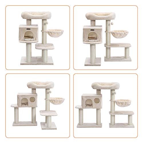 FEANDREA Cat Tree, Cat Tower XXL, Cat Condo justerbara enheter, kattleksaker, beige 7 FEANDREA Cat Tree, Cat Tower XXL, Cat Condo justerbara enheter, kattleksaker, beige - Bild 7