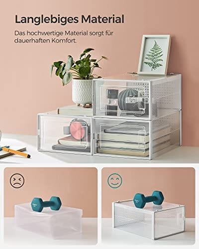 SONGMICS skokartonger, paket med 18 stapelbara skoförvaringsskåp, transparenta 5 SONGMICS skokartonger, paket med 18 stapelbara skoförvaringsskåp, transparenta - Bild 5