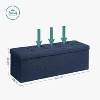 Songmics 43 tum vikningsförvaring Ottoman bänk, förvaringskista, fotstöd, marinblå - Bild 6