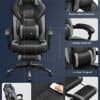 Ergonomisk gamingstol med justerbart nackstöd och ländryggstöd för komfort.