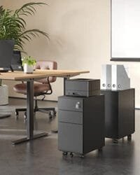 Office Arkivskåp Mobil Förvaringsskåp med Hjul Och Lås För Dokument Och Upphängningsfil med 3 Lådor Black 4 Office Arkivskåp Mobil Förvaringsskåp med Hjul Och Lås För Dokument Och Upphängningsfil med 3 Lådor Black - Bild 4