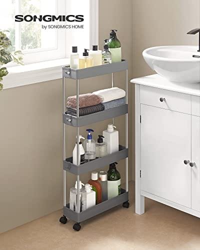 Songmics 4-Tier Slide ut förvaringsvagn, rullande vagn på hjul, badrumsvagn, grå 2 Songmics 4-Tier Slide ut förvaringsvagn, rullande vagn på hjul, badrumsvagn, grå - Bild 2