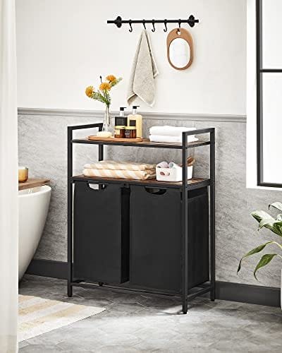 VASAGLE tvättkorgar, tvättsorterare, 2 förvaringshyllor, 46L kapacitet Rustik brun 2 VASAGLE tvättkorgar, tvättsorterare, 2 förvaringshyllor, 46L kapacitet Rustik brun - Bild 2