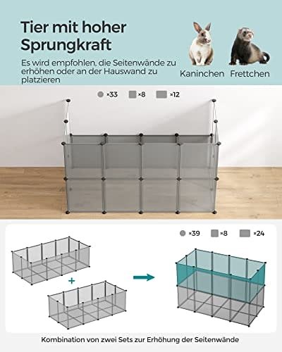 Pet Playpen, Guinea Pig Run And Cage With Floor, Inomhus Diy Transparent Plasthölje För Hamstrar, Kaniner, Igelkottar, Små Djurens Träningsmiljö, Grå 4 Pet Playpen, Guinea Pig Run And Cage With Floor, Inomhus Diy Transparent Plasthölje För Hamstrar, Kaniner, Igelkottar, Små Djurens Träningsmiljö, Grå - Bild 4