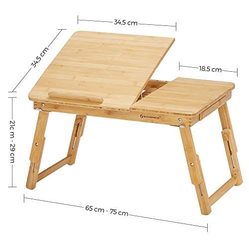 Songmics Bambu Lap Desk, Laptop Table, Breakfast Tray med 5 justerbara lutningsvinklar, Natural 4 Songmics Bambu Lap Desk, Laptop Table, Breakfast Tray med 5 justerbara lutningsvinklar, Natural - Bild 4