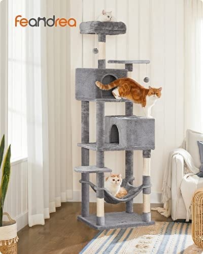 Feandrea kattträd, 191 cm högt katttorn, skrapstolpar, mjuk, ljusgrå 2 Feandrea kattträd, 191 cm högt katttorn, skrapstolpar, mjuk, ljusgrå - Bild 2
