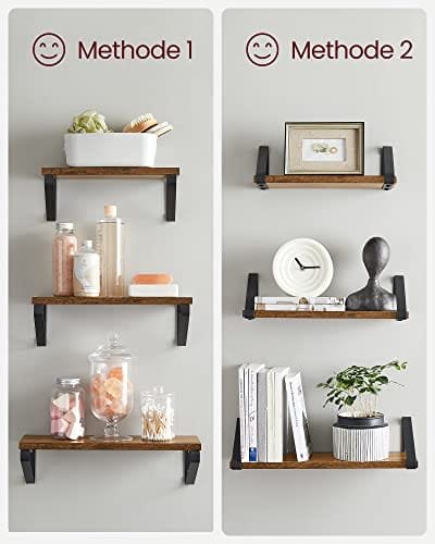 Vasagle vägghyllor, industriell flytande hyllväggmonterad, uppsättning av 3, brun 7 Vasagle vägghyllor, industriell flytande hyllväggmonterad, uppsättning av 3, brun - Bild 7