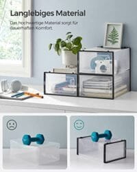 Songmics Skolåda, paket med 18 stapelbara skoförvaringsarrangörer, transparent och svart - Bild 5