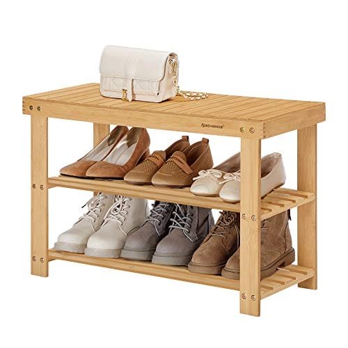 3-tier Bamboo Shoe Bench, Shoe Rack Storage Organizer, 70 X 28 X 45 Cm, Perfekt För Hall, Badrum, Vardagsrum Och Korridor 7 3-tier Bamboo Shoe Bench, Shoe Rack Storage Organizer, 70 X 28 X 45 Cm, Perfekt För Hall, Badrum, Vardagsrum Och Korridor - Bild 7