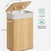 HandlaNu bambu tvättkorg med lock, 72L kapacitet, fällbar, rektangulär 40x30x60 cm.