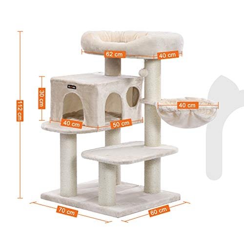 FEANDREA Cat Tree, Cat Tower XXL, Cat Condo justerbara enheter, kattleksaker, beige 4 FEANDREA Cat Tree, Cat Tower XXL, Cat Condo justerbara enheter, kattleksaker, beige - Bild 4