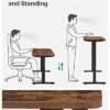 Illustration av höjdjusterbar skrivbord för sittande och stående arbete.