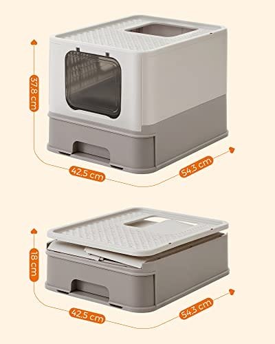 Feandrea kattkullfack med lock för katter upp till 15 kg havregryn varm grå 4 Feandrea kattkullfack med lock för katter upp till 15 kg havregryn varm grå - Bild 4