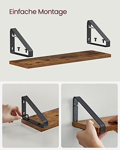 Vasagle vägghyllor, industriell flytande hyllväggmonterad, uppsättning av 3, brun 6 Vasagle vägghyllor, industriell flytande hyllväggmonterad, uppsättning av 3, brun - Bild 6