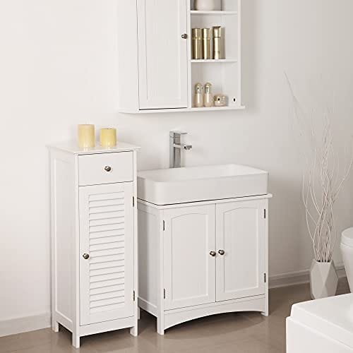 Vasagle under handfat förvaringsskåp badrum golvskåp vit 5 Vasagle under handfat förvaringsskåp badrum golvskåp vit - Bild 5