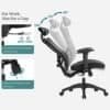 Svart ergonomisk kontorsstol med justerbar tilt och höjd.