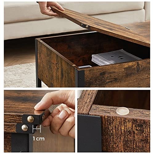 VASAGLE soffbord, dolt förvaringsfack, rustikt brunt och svart 7 VASAGLE soffbord, dolt förvaringsfack, rustikt brunt och svart - Bild 7