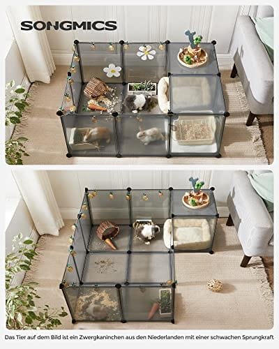 Pet Playpen, Guinea Pig Run And Cage With Floor, Inomhus Diy Transparent Plasthölje För Hamstrar, Kaniner, Igelkottar, Små Djurens Träningsmiljö, Grå 2 Pet Playpen, Guinea Pig Run And Cage With Floor, Inomhus Diy Transparent Plasthölje För Hamstrar, Kaniner, Igelkottar, Små Djurens Träningsmiljö, Grå - Bild 2