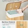 Bambu tvättkorg med lock och handtag, 72L, naturlig.