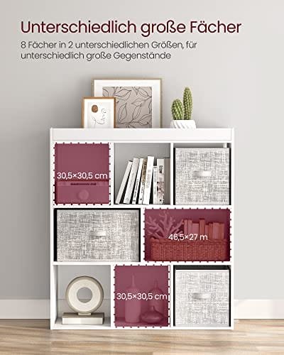 Vasagle bokhylla, träbokhylla med öppna cubbies, vit 5 Vasagle bokhylla, träbokhylla med öppna cubbies, vit - Bild 5