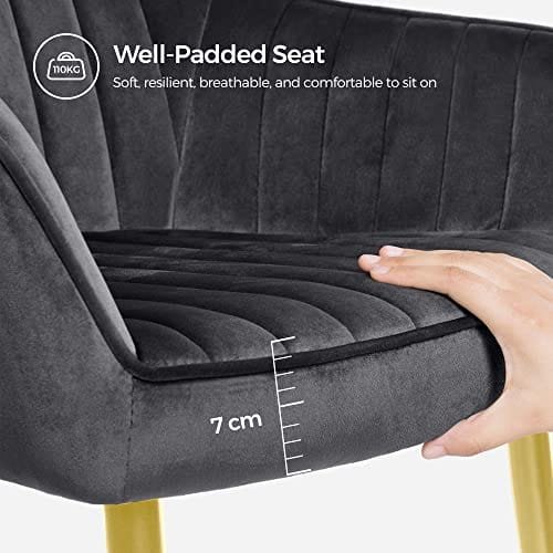 Matsolstolar Uppsättning Av 2 Klädda Stolar med Armstöd Grå 5 Matsolstolar Uppsättning Av 2 Klädda Stolar med Armstöd Grå - Bild 5