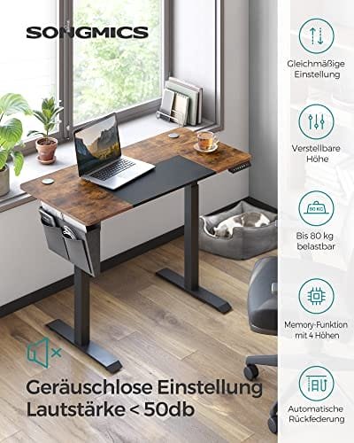 SONGMICS Höjdjusterbart elektriskt skrivbord, fullt justerbart, , vintage brun/svart 2 SONGMICS Höjdjusterbart elektriskt skrivbord, fullt justerbart, , vintage brun/svart - Bild 2