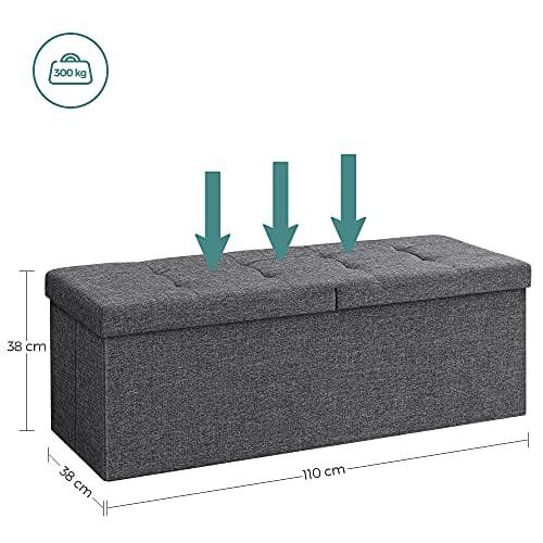 Songmics 120L förvaring ottoman, fällbar skobänk, med flippande lock, mörkgrå 6 Songmics 120L förvaring ottoman, fällbar skobänk, med flippande lock, mörkgrå - Bild 6