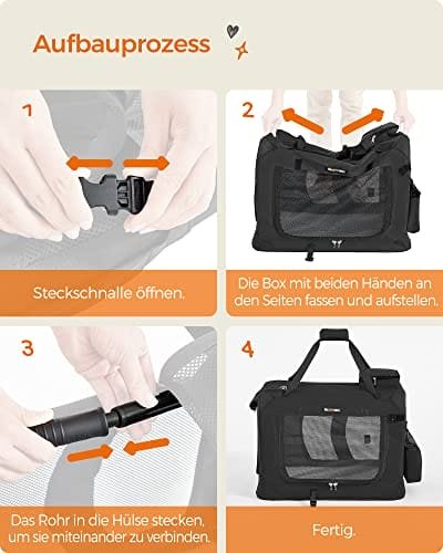 Portable Pet Bag, Foldble Fabric Pet Carrier, M Pet Cage För Bilstol, Hundväska, Svart 7 Portable Pet Bag, Foldble Fabric Pet Carrier, M Pet Cage För Bilstol, Hundväska, Svart - Bild 7