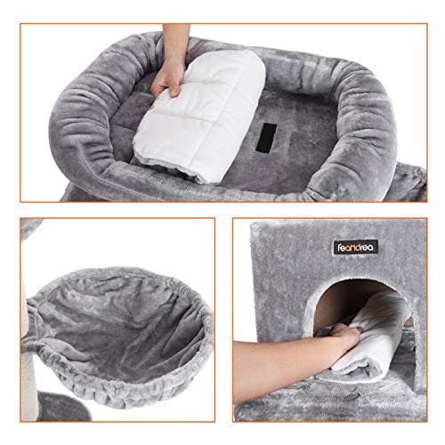 FEANDREA kattträd, katttorn, kattlägenhet med justerbara enheter, kattleksaker, beige 6 FEANDREA kattträd, katttorn, kattlägenhet med justerbara enheter, kattleksaker, beige - Bild 6