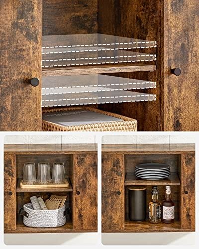 Vasagle skänk, sidoskåp, förvaringsskåp med glasytor och öppna fack, svart 6 Vasagle skänk, sidoskåp, förvaringsskåp med glasytor och öppna fack, svart - Bild 6