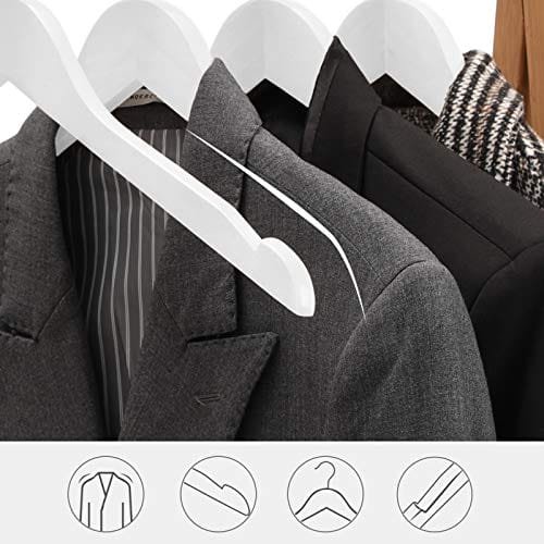 Songmics Coat Hangers, 20 Pack träkläderhängare med hackade axlar, vit 6 Songmics Coat Hangers, 20 Pack träkläderhängare med hackade axlar, vit - Bild 6