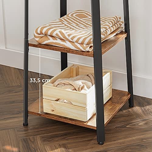 VASAGLE klädhängare, klädstativ med 3 hyllor, steghylla med krokar, rustikt brunt och svart 7 VASAGLE klädhängare, klädstativ med 3 hyllor, steghylla med krokar, rustikt brunt och svart - Bild 7