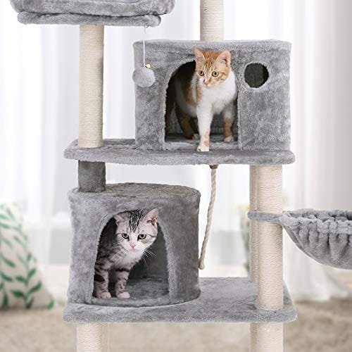 Feandrea Cat Tree, Tall Cat Tower, 2 grottor, ljusgrå 7 Feandrea Cat Tree, Tall Cat Tower, 2 grottor, ljusgrå - Bild 7