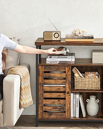 VASAGLE Golvskåp, Köks förvaringsskåp med skåp och hyllor, rustikt brunt och svart 7 VASAGLE Golvskåp, Köks förvaringsskåp med skåp och hyllor, rustikt brunt och svart - Bild 7