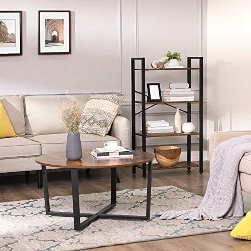 VASAGLE 4-vånings bokhylla, förvaringsställ med stålram, 120 cm hög, brun och svart 3 VASAGLE 4-vånings bokhylla, förvaringsställ med stålram, 120 cm hög, brun och svart - Bild 3