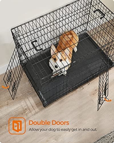 Dog Crate, Foldbar, 92,5 Cm Lång, 2 Dörrar, L, Black 3 Dog Crate, Foldbar, 92,5 Cm Lång, 2 Dörrar, L, Black - Bild 3