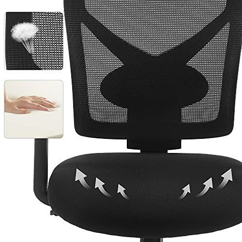 SONGMICS Kontorsstol i mesh i mitten, svängbar ergonomisk stol svart 4 SONGMICS Kontorsstol i mesh i mitten, svängbar ergonomisk stol svart - Bild 4