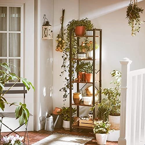 VASAGLE bokhylla 5-vånings, förvaringsställ med stående display med stålram, rustikt brunt och svart 7 VASAGLE bokhylla 5-vånings, förvaringsställ med stående display med stålram, rustikt brunt och svart - Bild 7