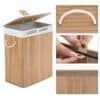 Bambu tvättkorg med lock och handtag, naturlig finish, praktisk design.