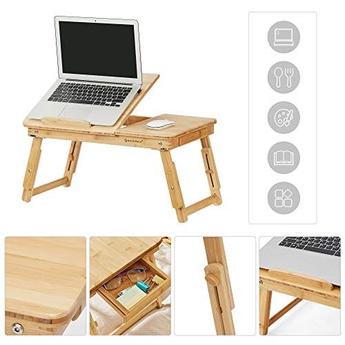 Songmics Bambu Lap Desk, Laptop Table, Breakfast Tray med 5 justerbara lutningsvinklar, Natural 6 Songmics Bambu Lap Desk, Laptop Table, Breakfast Tray med 5 justerbara lutningsvinklar, Natural - Bild 6